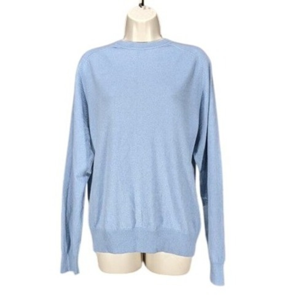 Merino Wool Murano Sweater M/M baby Blue Raglan Crewneck Luxury Knit LN/nwot - Picture 4 of 14